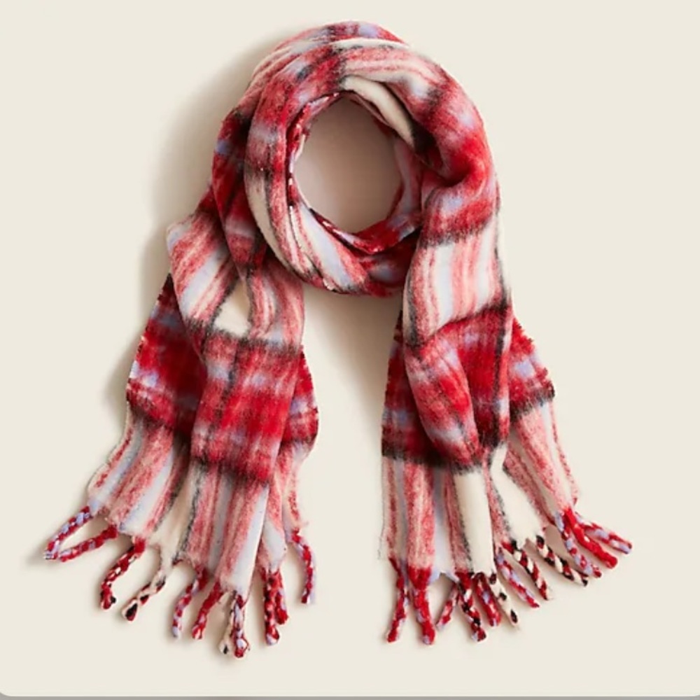 J. Crew NWT Plaid Scarf in Textured Wool